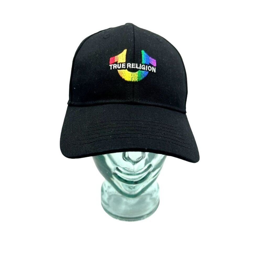 True Religion Baseball Cap Unisex OS Black New Rainbow Horseshoe Logo TR2376